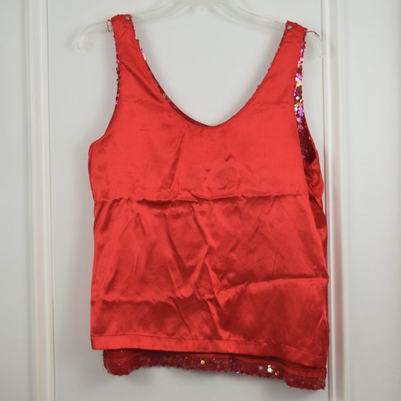 Jeanette for St Martin Sport Sequin Top Women Small Red Sleeveless Lined Disco - Picture 6 of 10